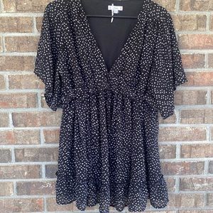 Black ruffly boutique blouse by L. Love size large